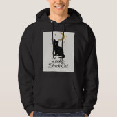 Sweat à capuche chat noir chanceux | Design lune m (Devant)