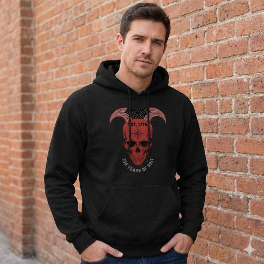 Sweat à capuche Crâne Rouge 250 Ans de Déterminati