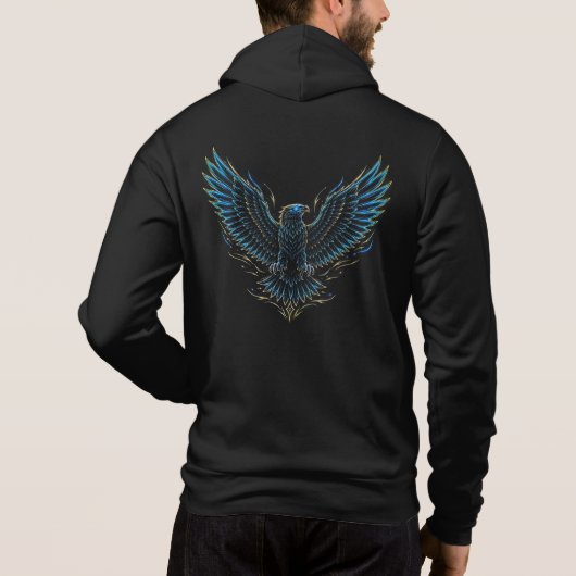 Sweat à capuche Cyberpunk Neon Eagle Glitch (Dos)