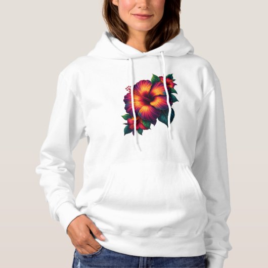Sweat à capuche d'art floral pour femmes (Devant)
