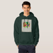 Sweat à capuche de couleur verte avec un motif (Devant entier)