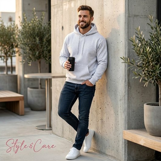 Sweat à capuche en cendre solide pour hommes conçu