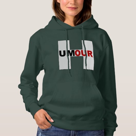 Sweat à capuche femme vert foret DESIGN HUMOUR (Devant)