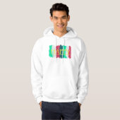 Sweat à capuche funky rayures turquoise rose vif (Devant entier)