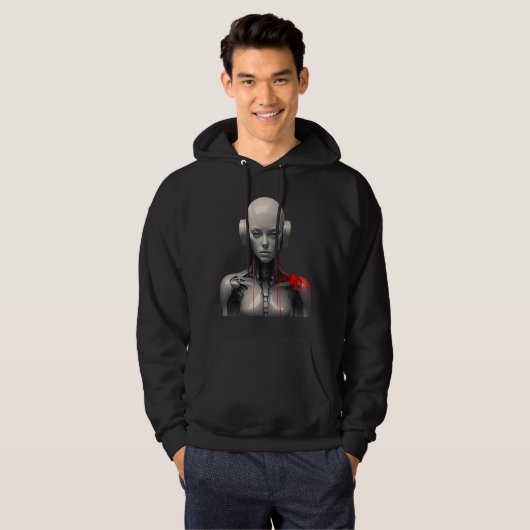 Sweat à capuche graphique cyberpunk Android Cyborg (Devant entier)
