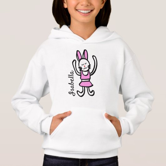 Sweat à capuche graphique lapin avec votre nom (Devant)