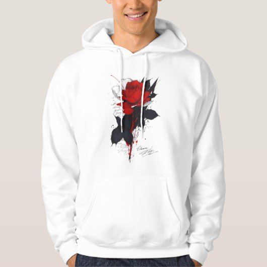 Sweat à capuche Grunge Red Rose (Devant)