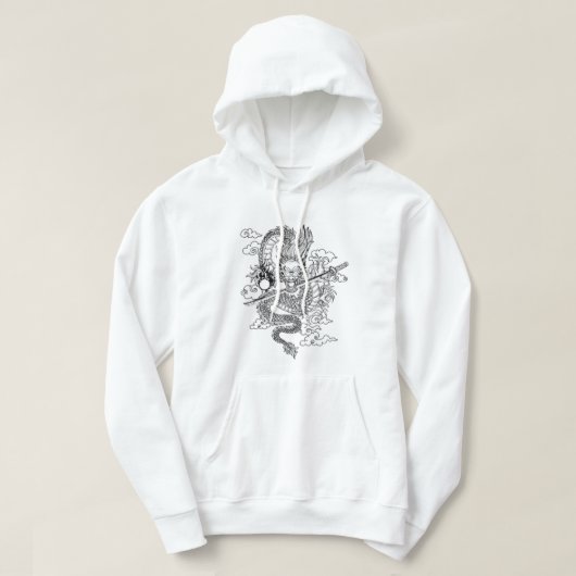 Sweat à capuche Lune Rouge & Dragon Chinois (Design devant)