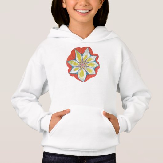 Sweat à capuche Mandala de Yoga Jaune, Orange, Bla (Devant)
