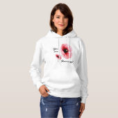 Sweat à capuche minimal blanc rouge floral pour fe (Devant entier)