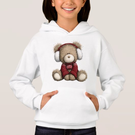 Sweat à capuche Ours en peluche d'hiver (Devant)