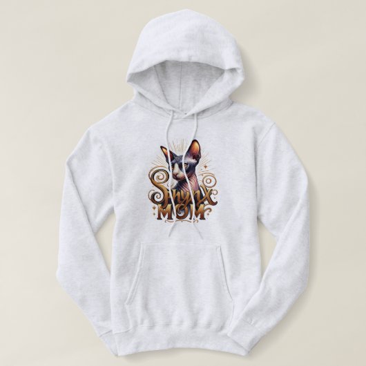 Sweat à capuche pour maman de chat Sphynx nu (Design devant)