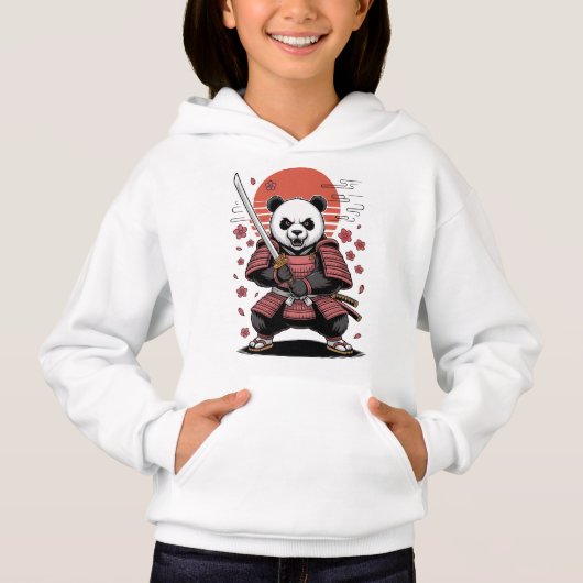 Sweat à capuche Samouraï Ours Panda Fille (Devant)