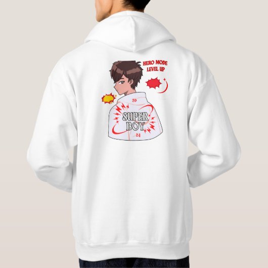 Sweat à capuche Super Boy Level Up Hero Mode pour (Dos)