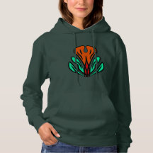 Sweat à capuche tribal vert