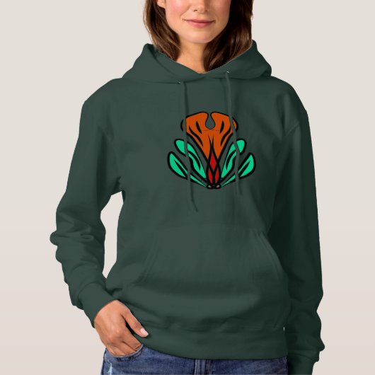 Sweat à capuche tribal vert (Devant)
