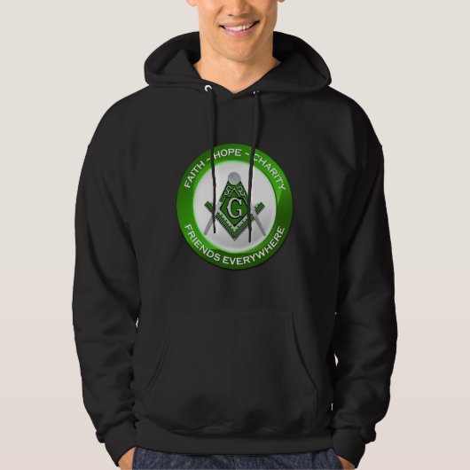 Sweat à capuche vert pour hommes maçonniques (Devant)