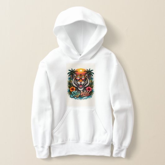 Sweat à capuche Wild Tiger Sunset – Graphisme Trop (Poser)