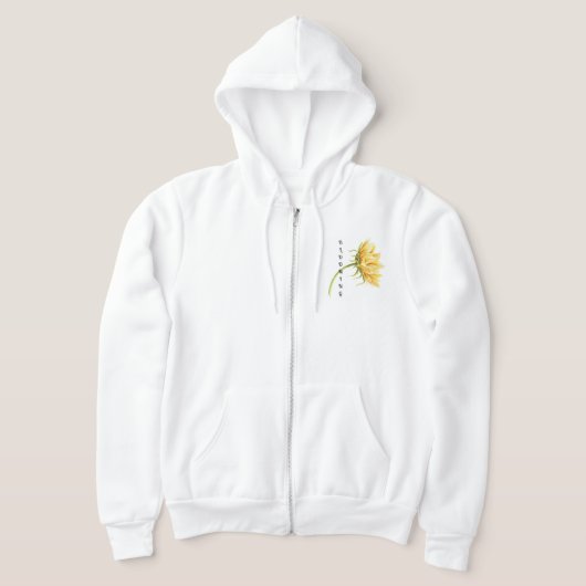 Sweat à capuche zip complet "Tournesol en fleurs" (Poser)