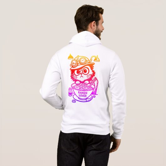 Sweat à capuche zip Steampunk Chat Anime Hommes Dr (Dos entier)