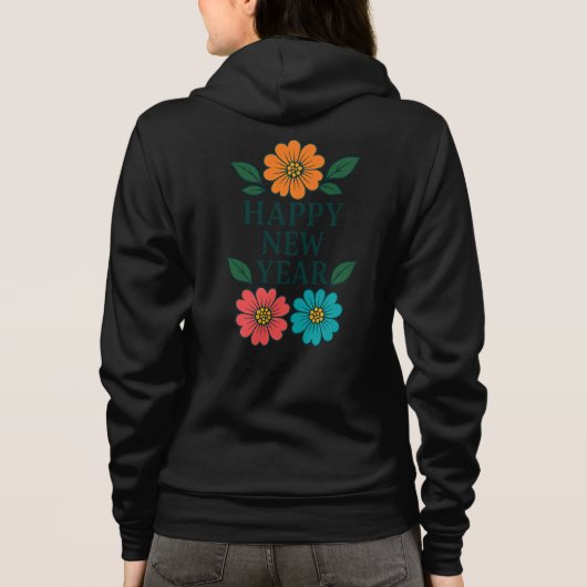 Sweat à capuche zippé graphique Fleurie Bonne Anné (Dos)