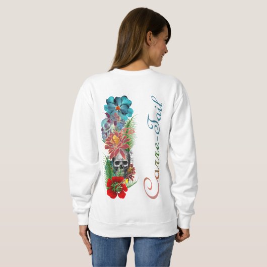 Sweat cranes en bloemen trui (Achterkant volledig)