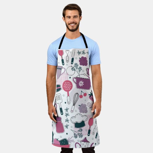 Sweat en Vegatables Kitchen Pattern Schort (Gedragen)