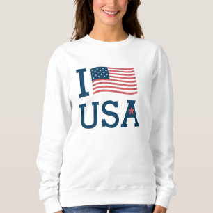 Sweat Femme Blanc Basic I Love USA Trui