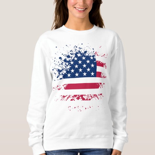 Sweat Femme Blanc Basic USA Flag (Devant)