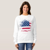 Sweat Femme Blanc Basic USA Flag (Devant entier)