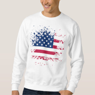 Sweat Homme Blanc Basic USA Flag