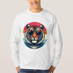 Sweat in Capuche Tigre Vintage in Soleil Coucher T-shirt