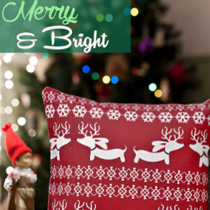 Sweat laid Fair Isle Reindeer Dachshund Coussin