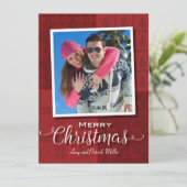 Sweat rouge Joyeux Carte photo de Noël (Debout devant)