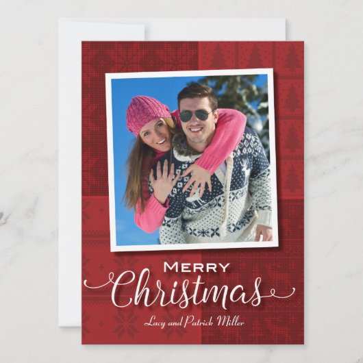 Sweat rouge Joyeux Carte photo de Noël (Devant)