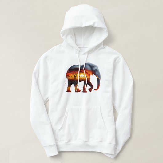 Sweat - shirt à capuche africain des éléphants (Design devant)