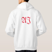Sweat - shirt à capuche avec des lettres rouges. (Dos)