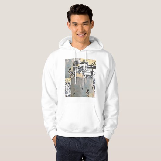 Sweat - shirt à capuche blanc avec la conception (Devant entier)
