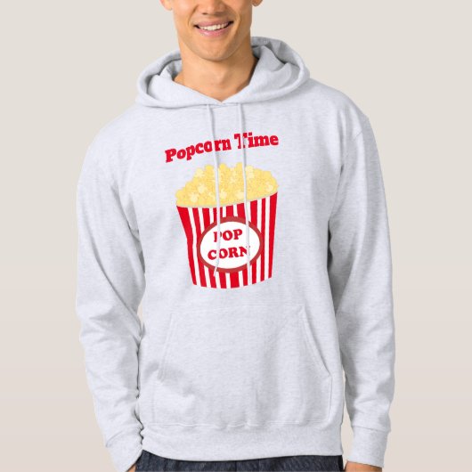 Sweat - shirt à capuche blanc Popcorn Time (Devant)
