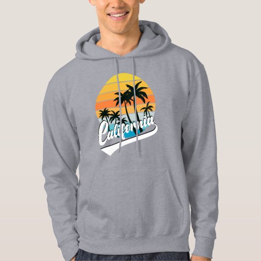 Sweat - shirt à capuche de coucher de soleil gris (Devant)