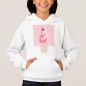 Sweat - shirt à capuche de crème glacée rose esthé (Devant)