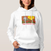 sweat - shirt à capuche de femmes. Heureuse Sainte (Devant)
