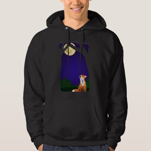 Sweat - shirt à capuche de fox de pleine lune (Devant)