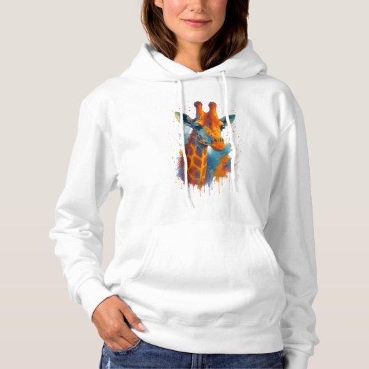 Sweat - shirt à capuche de Giraffe de peinture (Devant)