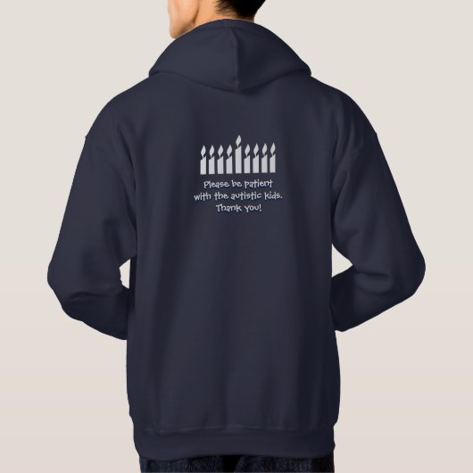 Sweat - shirt à capuche de Hanoukka d'autisme - (Dos)