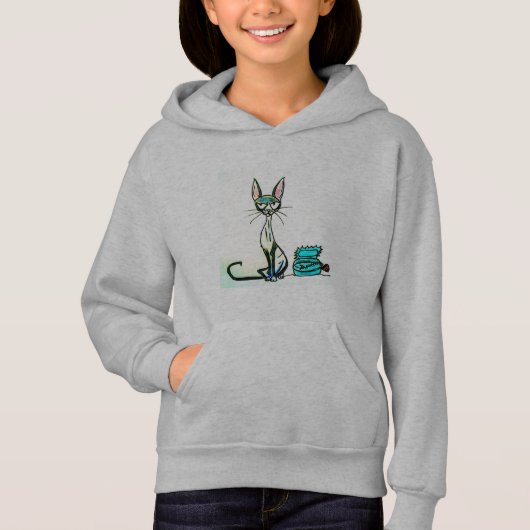 SWEAT - SHIRT À CAPUCHE DE JEUNES FILLES - CHAT DE (Devant)