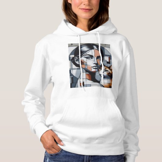 Sweat - shirt à capuche de la dame de chat Grafitt (Devant)