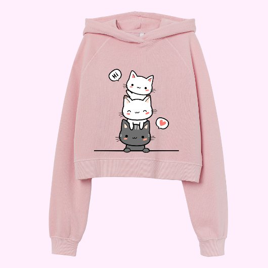 Sweat - shirt à capuche de la pile de chats - "Cha