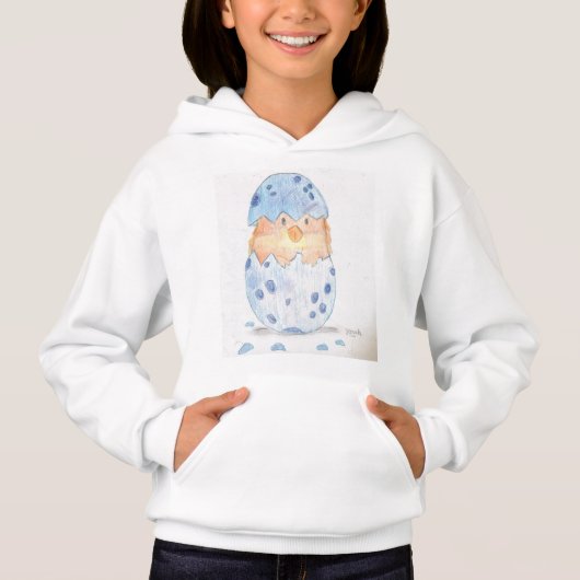 Sweat - shirt à capuche de l'enfant, Oeuf de poule (Devant)