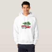 Sweat - shirt à capuche de Noël avec voiture rouge (Devant entier)